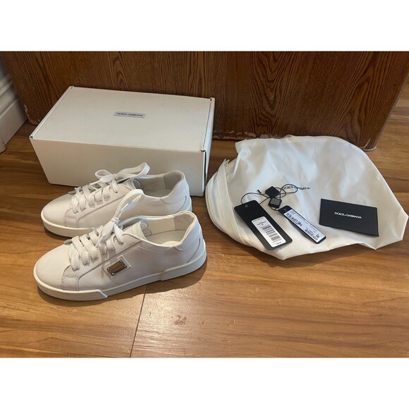 Dolce&Gabbana Kids Leather Portofino Low-Top Sneakers White Maglina Size 35 3.5 main image 10